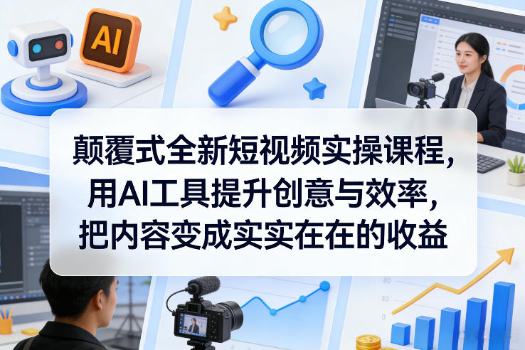 颠覆式全新短视频实操课程，用AI工具提升创意与效率，把内容变成实实在在的收益亿创资源网_优质资源分享平台_一站式资源获取亿创资源网 | 优质资源分享平台_一站式资源获取
