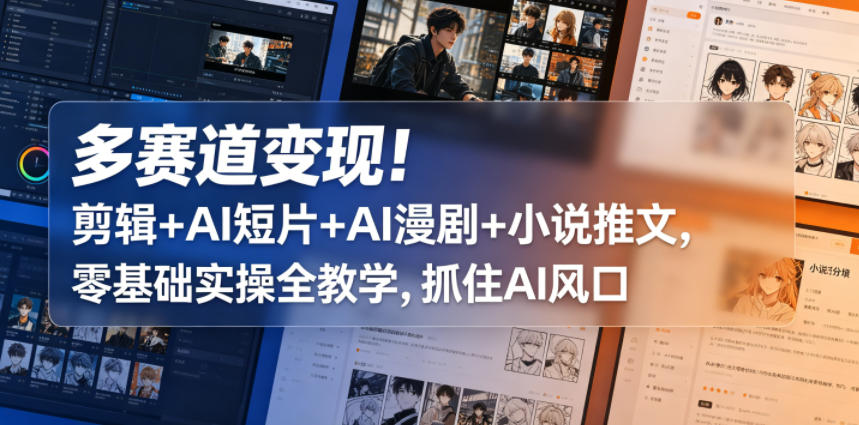 多赛道变现！剪辑+AI短片+AI漫剧+小说推文，零基础实操全教学，抓住AI风口亿创资源网_优质资源分享平台_一站式资源获取亿创资源网 | 优质资源分享平台_一站式资源获取