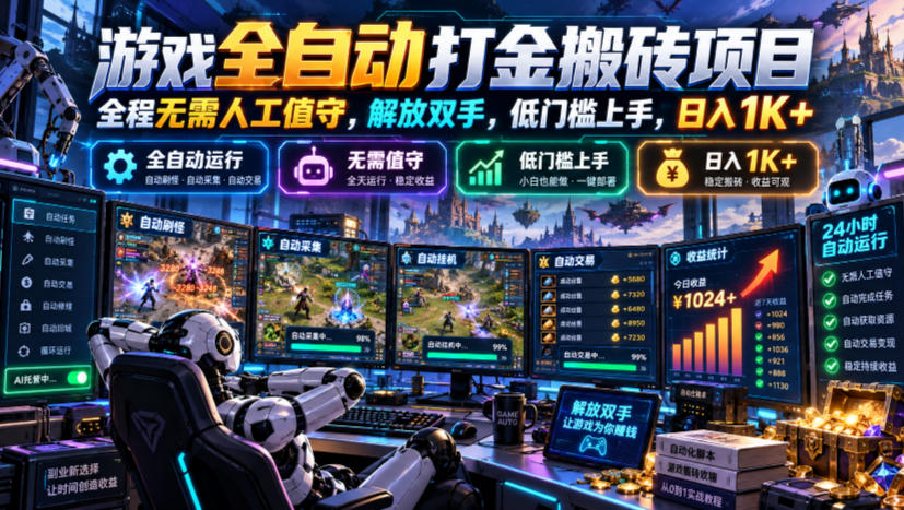 游戏全自动打金搬砖项目，全程无需人工值守，解放双手，低门槛上手，日入1K+【揭秘】亿创资源网_优质资源分享平台_一站式资源获取亿创资源网 | 优质资源分享平台_一站式资源获取