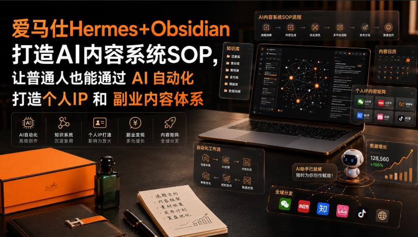 爱马仕Hermes+Obsidian打造AI内容系统SOP,让普通人也能通过 AI 自动化打造个人IP 和 副业内容体系亿创资源网_优质资源分享平台_一站式资源获取亿创资源网 | 优质资源分享平台_一站式资源获取