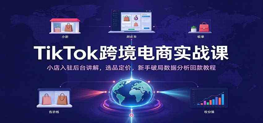 TikTok跨境电商实战课:小店入驻后台讲解,选品定价,新手破局数据分析回款教程亿创资源网_优质资源分享平台_一站式资源获取亿创资源网 | 优质资源分享平台_一站式资源获取