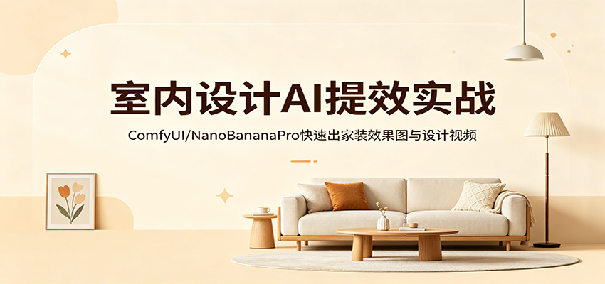 室内设计AI提效实战：ComfyUI/NanoBananaPro快速出家装效果图与设计视频亿创资源网_优质资源分享平台_一站式资源获取亿创资源网 | 优质资源分享平台_一站式资源获取