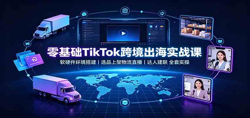 零基础TikTok跨境出海实战课:软硬件环境搭建,选品上架物流直播,达人建联全套实操亿创资源网_优质资源分享平台_一站式资源获取亿创资源网 | 优质资源分享平台_一站式资源获取