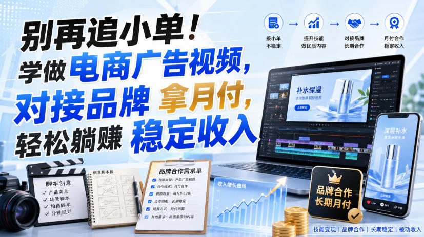 别再追小单！学做电商广告视频，对接品牌拿月付，轻松躺賺稳定收入【原创双语字幕】亿创资源网_优质资源分享平台_一站式资源获取亿创资源网 | 优质资源分享平台_一站式资源获取