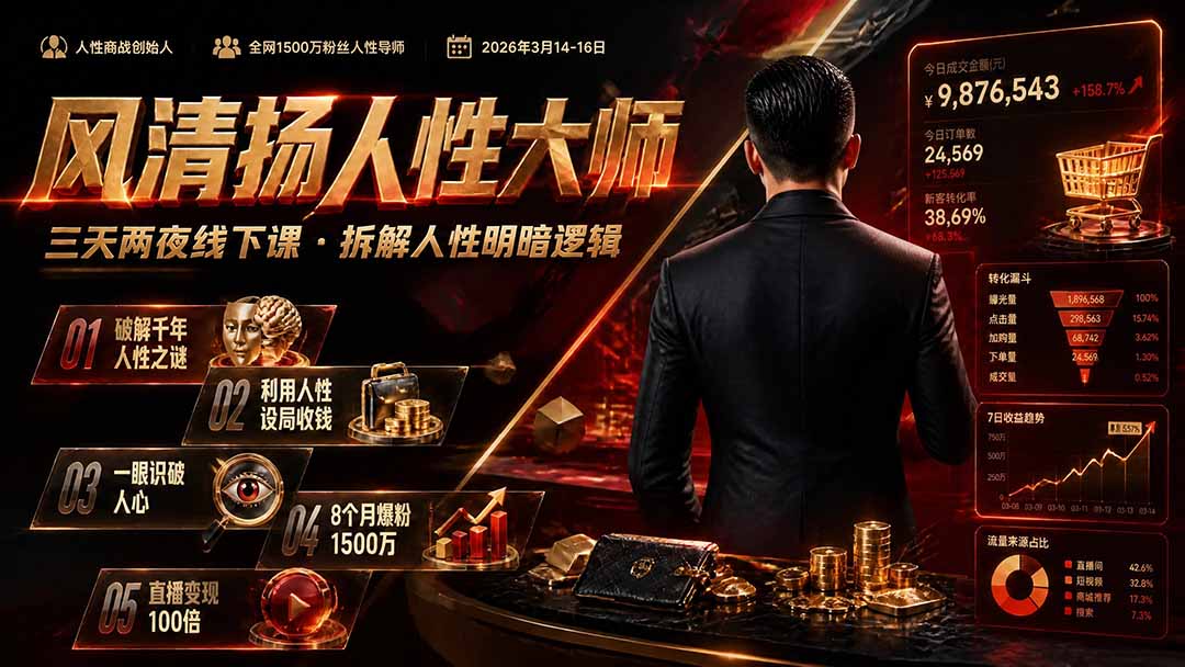 风清扬人性大师-三天两夜3月14-16线下课2026年｜拆解人性明暗逻辑，识人避坑，千万粉涨粉+直播百倍变现实战教学亿创资源网_优质资源分享平台_一站式资源获取亿创资源网 | 优质资源分享平台_一站式资源获取