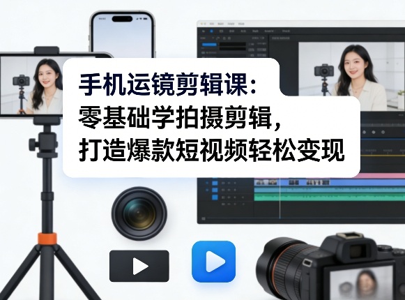 手机运镜剪辑课：零基础学拍摄剪辑，打造爆款短视频轻松变现亿创资源网_优质资源分享平台_一站式资源获取亿创资源网 | 优质资源分享平台_一站式资源获取