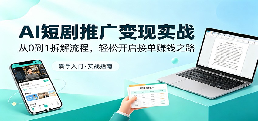AI短剧推广变现实战：从0到1拆解流程，轻松开启接单赚钱之路亿创资源网_优质资源分享平台_一站式资源获取亿创资源网 | 优质资源分享平台_一站式资源获取