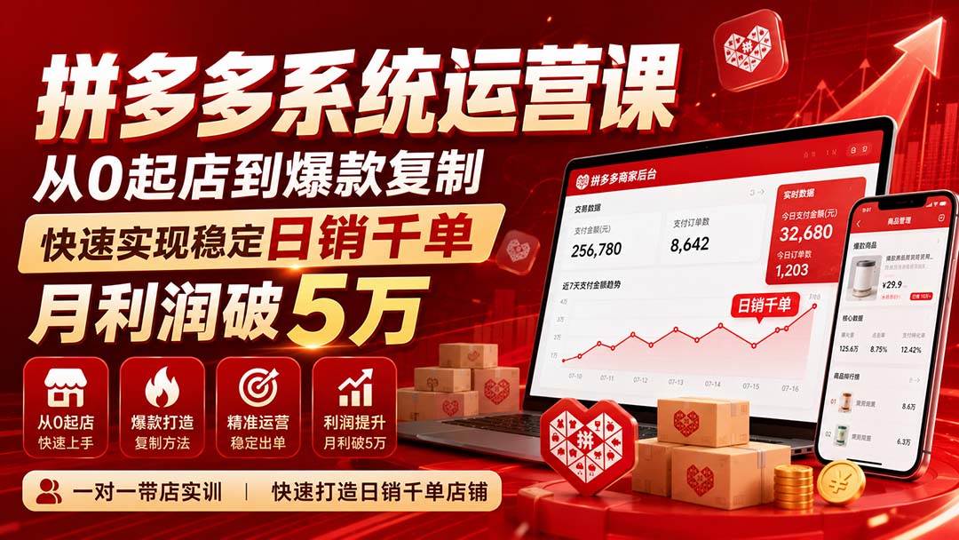 （20547期）拼多多系统运营课-无水印(更新9月)，从0起店到爆款复制，快速实现稳定日销千单，月利润破5万亿创资源网_优质资源分享平台_一站式资源获取亿创资源网 | 优质资源分享平台_一站式资源获取