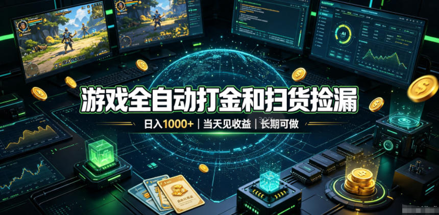 游戏全自动打金和扫货捡漏，日入1k+，当天见收益，长期可做！【揭秘】亿创资源网_优质资源分享平台_一站式资源获取亿创资源网 | 优质资源分享平台_一站式资源获取