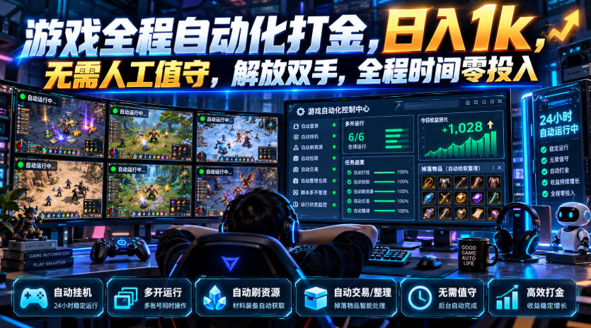 游戏全程自动化打金,日入1k,无需人工值守,解放双手,全程时间零投入【揭秘】亿创资源网_优质资源分享平台_一站式资源获取亿创资源网 | 优质资源分享平台_一站式资源获取