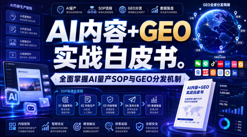 AI内容+GEO实战白皮书，全面掌握AI量产SOP与GEO分发机制【文档】亿创资源网_优质资源分享平台_一站式资源获取亿创资源网 | 优质资源分享平台_一站式资源获取