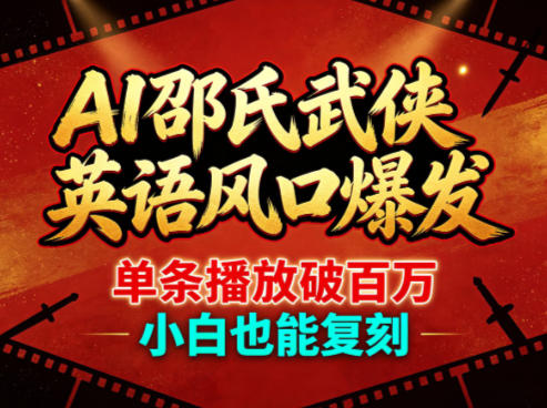 AI邵氏武侠英语风口爆发，单条播放破百万，小白也能复刻亿创资源网_优质资源分享平台_一站式资源获取亿创资源网 | 优质资源分享平台_一站式资源获取