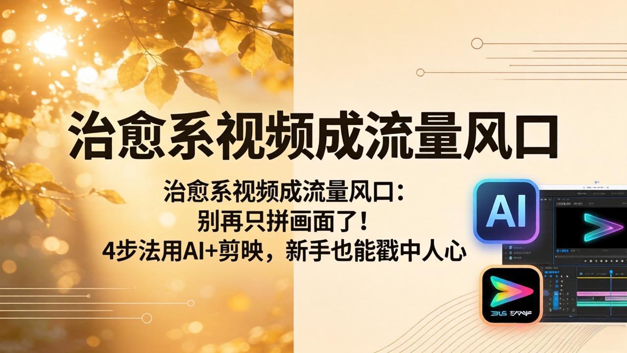 治愈系视频成流量风口：别再只拼画面了！4步法用AI+剪映，新手也能戳中人心亿创资源网_优质资源分享平台_一站式资源获取亿创资源网 | 优质资源分享平台_一站式资源获取