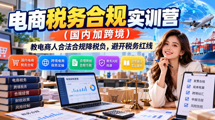 电商税务合规实训营（国内加跨境），教电商人合法合规降税负，避开税务红线亿创资源网_优质资源分享平台_一站式资源获取亿创资源网 | 优质资源分享平台_一站式资源获取
