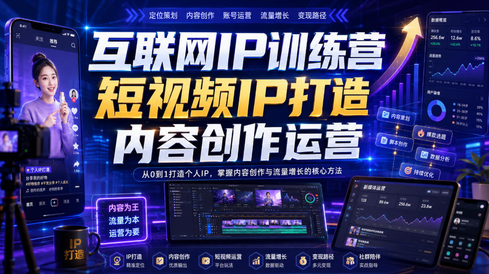 互联网IP训练营，短视频IP打造，内容创作运营亿创资源网_优质资源分享平台_一站式资源获取亿创资源网 | 优质资源分享平台_一站式资源获取