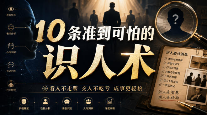 付费文章:10条准到可怕的识人术亿创资源网_优质资源分享平台_一站式资源获取亿创资源网 | 优质资源分享平台_一站式资源获取