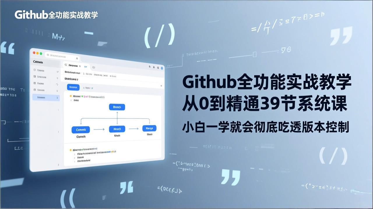 GitHub-全功能实战教学，从0到精通39节系统课，小白一学就会彻底吃透版本控制亿创资源网_优质资源分享平台_一站式资源获取亿创资源网 | 优质资源分享平台_一站式资源获取