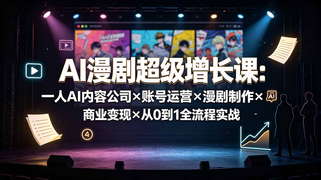 AI漫剧超级增长课：一人AI内容公司×账号运营×漫剧制作×商业变现×从0到1全流程实战亿创资源网_优质资源分享平台_一站式资源获取亿创资源网 | 优质资源分享平台_一站式资源获取