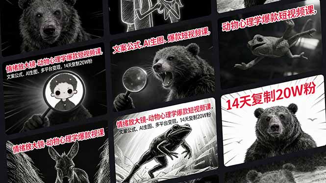 情绪放大镜-动物心理学爆款短视频课，文案公式、AI生图、多平台变现，14天复制20W粉亿创资源网_优质资源分享平台_一站式资源获取亿创资源网 | 优质资源分享平台_一站式资源获取