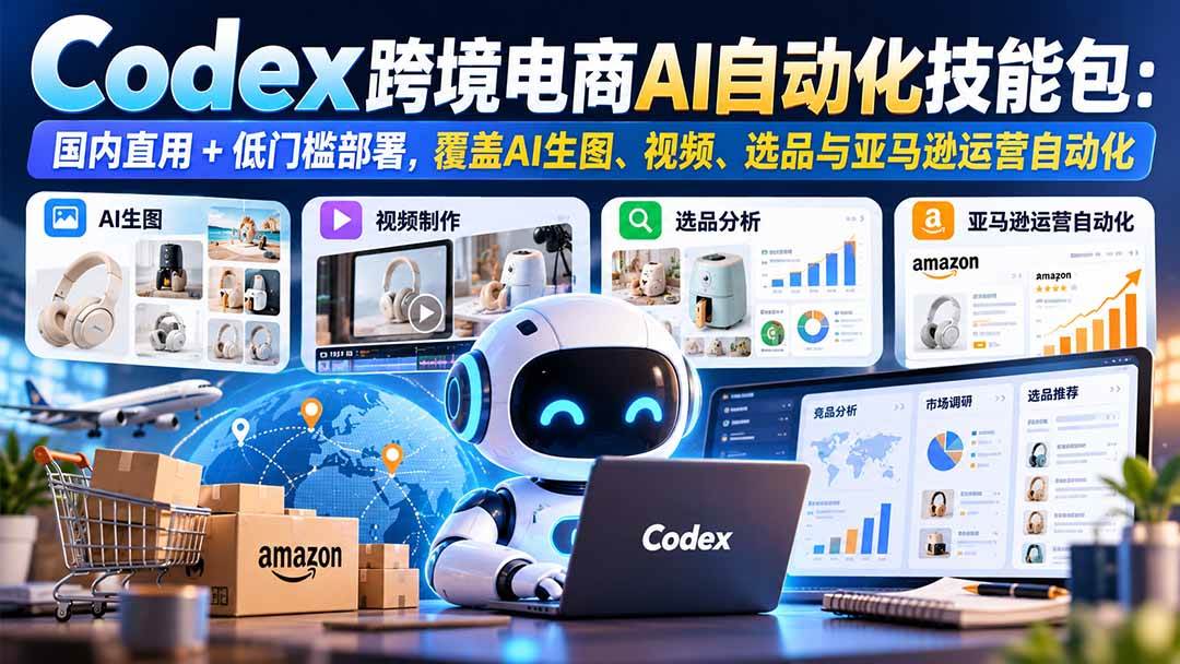 （20752期）【无水印】Codex跨境电商AI自动化技能包：国内直用+低门槛部署，覆盖AI生图、视频、选品与亚马逊运营自动化亿创资源网_优质资源分享平台_一站式资源获取亿创资源网 | 优质资源分享平台_一站式资源获取