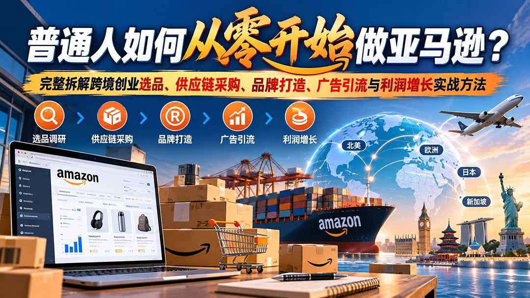 （20953期）普通人如何从零开始做亚马逊？完整拆解跨境创业选品、供应链采购、品牌打造、广告引流与利润增长实战方法亿创资源网_优质资源分享平台_一站式资源获取亿创资源网 | 优质资源分享平台_一站式资源获取