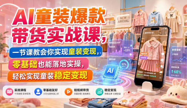 AI童装爆款带货实战课，一节课教会你实现童装变现，零基础也能落地实操亿创资源网_优质资源分享平台_一站式资源获取亿创资源网 | 优质资源分享平台_一站式资源获取