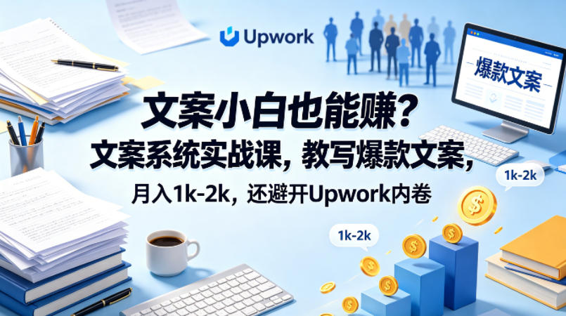 文案小白也能賺？文案系统实战课，教写爆款文案，月入1k-2k，还避开Upwork内卷【原创双语字幕】亿创资源网_优质资源分享平台_一站式资源获取亿创资源网 | 优质资源分享平台_一站式资源获取
