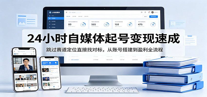 24小时自媒体起号变现速成，跳过赛道定位直接找对标，从账号搭建到盈利全流程亿创资源网_优质资源分享平台_一站式资源获取亿创资源网 | 优质资源分享平台_一站式资源获取