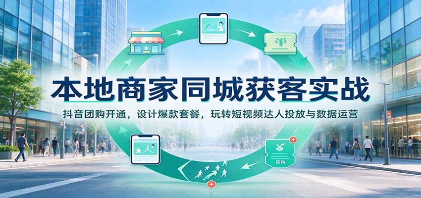 本地商家同城获客实战：抖音团购开通，设计爆款套餐，玩转短视频达人投放与数据运营亿创资源网_优质资源分享平台_一站式资源获取亿创资源网 | 优质资源分享平台_一站式资源获取