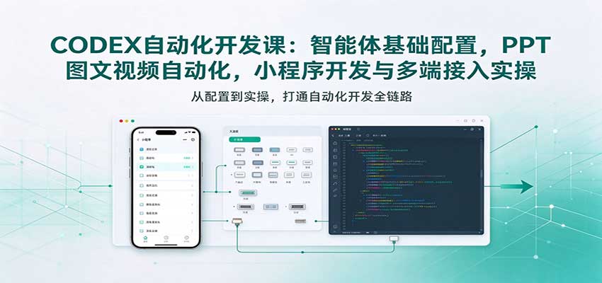 CODEX自动化开发课：智能体基础配置，PPT图文视频自动化，小程序开发与多端接入实操亿创资源网_优质资源分享平台_一站式资源获取亿创资源网 | 优质资源分享平台_一站式资源获取