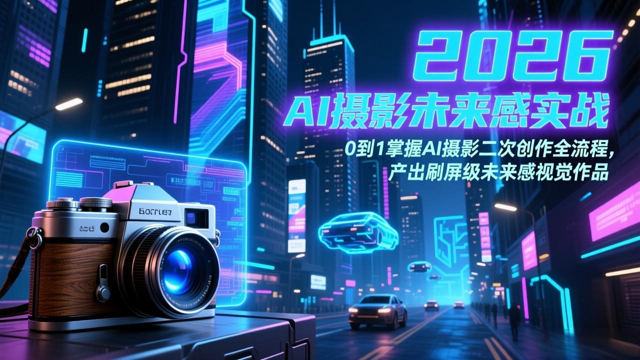 2026 AI摄影未来感实战：0到1掌握AI摄影二次创作全流程，产出刷屏级未来感视觉作品亿创资源网_优质资源分享平台_一站式资源获取亿创资源网 | 优质资源分享平台_一站式资源获取