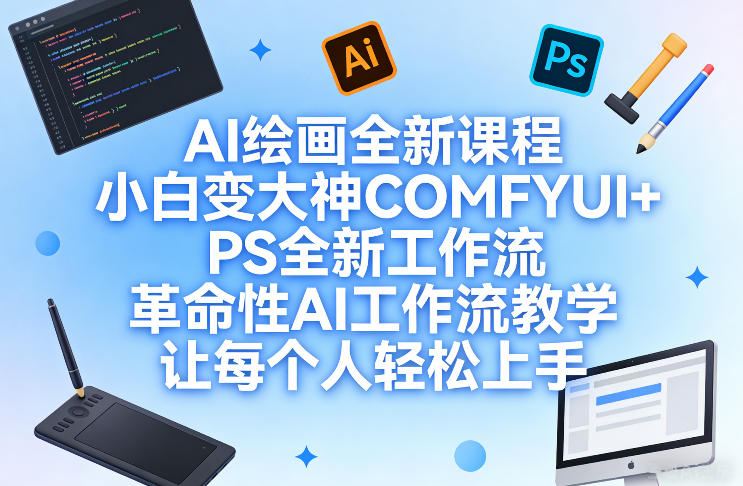 AI绘画全新课程，小白变大神COMFYUI+PS全新工作流，革命性AI工作流教学，让每个人轻松上手亿创资源网_优质资源分享平台_一站式资源获取亿创资源网 | 优质资源分享平台_一站式资源获取