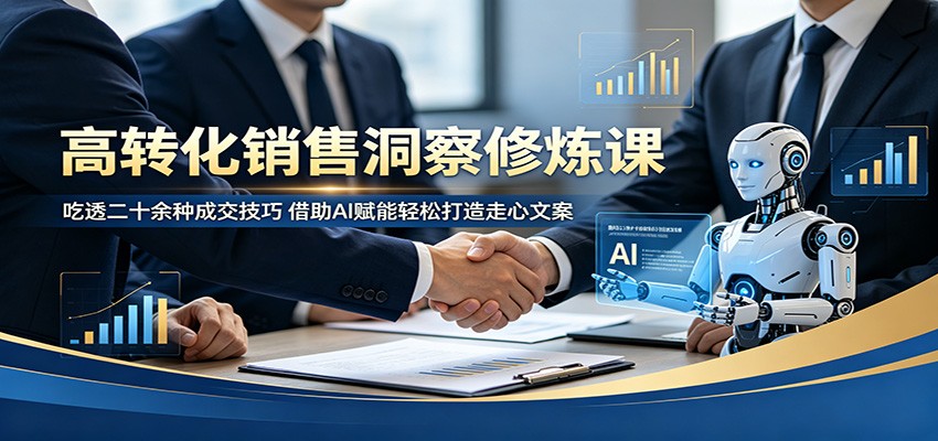 高转化销售洞察修炼课：吃透二十余种成交技巧，借助AI赋能轻松打造走心文案亿创资源网_优质资源分享平台_一站式资源获取亿创资源网 | 优质资源分享平台_一站式资源获取