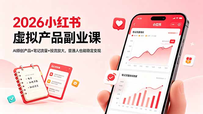 2026小红书虚拟产品副业课，AI原创产品+笔记流量+投流放大，普通人也能稳定变现亿创资源网_优质资源分享平台_一站式资源获取亿创资源网 | 优质资源分享平台_一站式资源获取