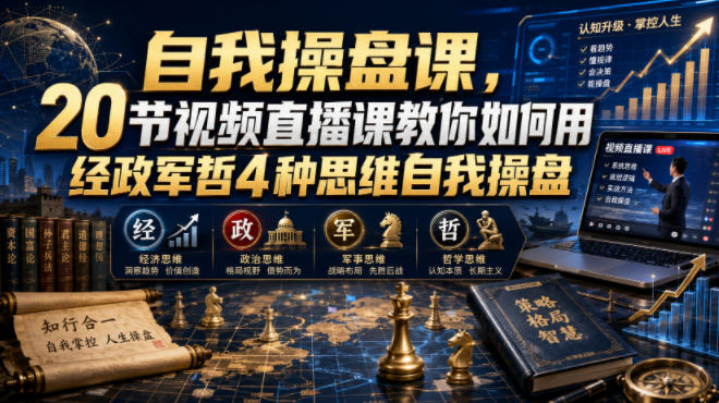 【无水印】自我操盘课,20节视频直播课教你如何用经政军哲4种思维自我操盘(更新0924)亿创资源网_优质资源分享平台_一站式资源获取亿创资源网 | 优质资源分享平台_一站式资源获取
