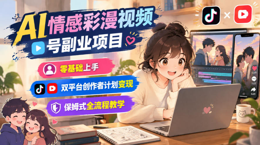 AI情感彩漫视频号副业项目,零基础上手,双平台创作者计划变现,保姆式全流程教学亿创资源网_优质资源分享平台_一站式资源获取亿创资源网 | 优质资源分享平台_一站式资源获取