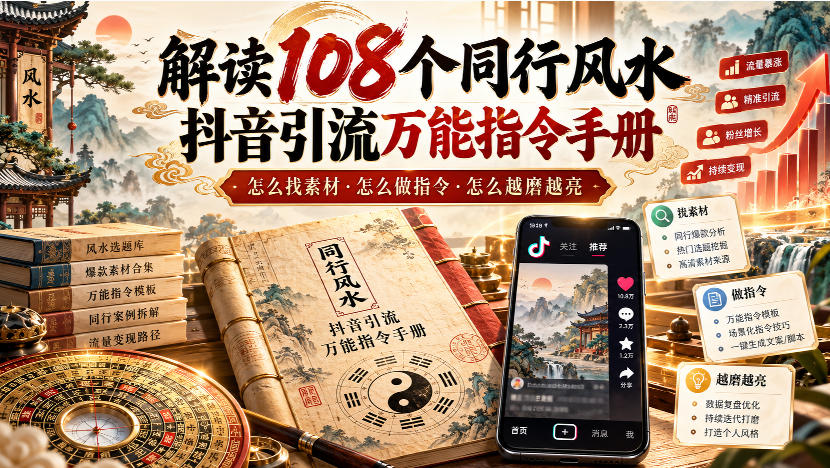 解读108个同行风水抖音引流万能指令手册，怎么找素材·怎么做指令·怎么越磨越亮【文档】亿创资源网_优质资源分享平台_一站式资源获取亿创资源网 | 优质资源分享平台_一站式资源获取
