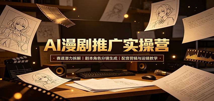AI漫剧推广实操营:赛道潜力拆解,剧本角色分镜生成,配音剪辑与运镜教学 AI漫剧推广实操营:赛道潜力拆解,剧本角色分镜生成,配音剪辑与运镜教学