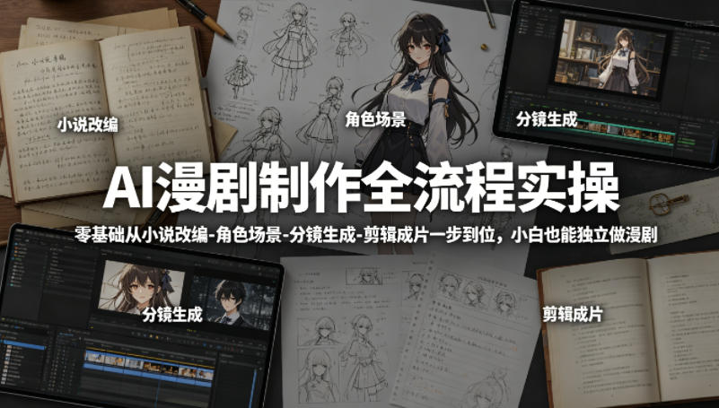 AI漫剧制作全流程实操，零基础从小说改编-角色场景-分镜生成-剪辑成片一步到位，小白也能独立做漫剧亿创资源网_优质资源分享平台_一站式资源获取亿创资源网 | 优质资源分享平台_一站式资源获取