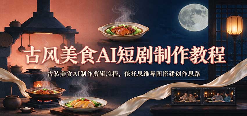 古风美食AI短剧制作教程：古装美食AI制作剪辑流程，依托思维导图搭建创作思路亿创资源网_优质资源分享平台_一站式资源获取亿创资源网 | 优质资源分享平台_一站式资源获取