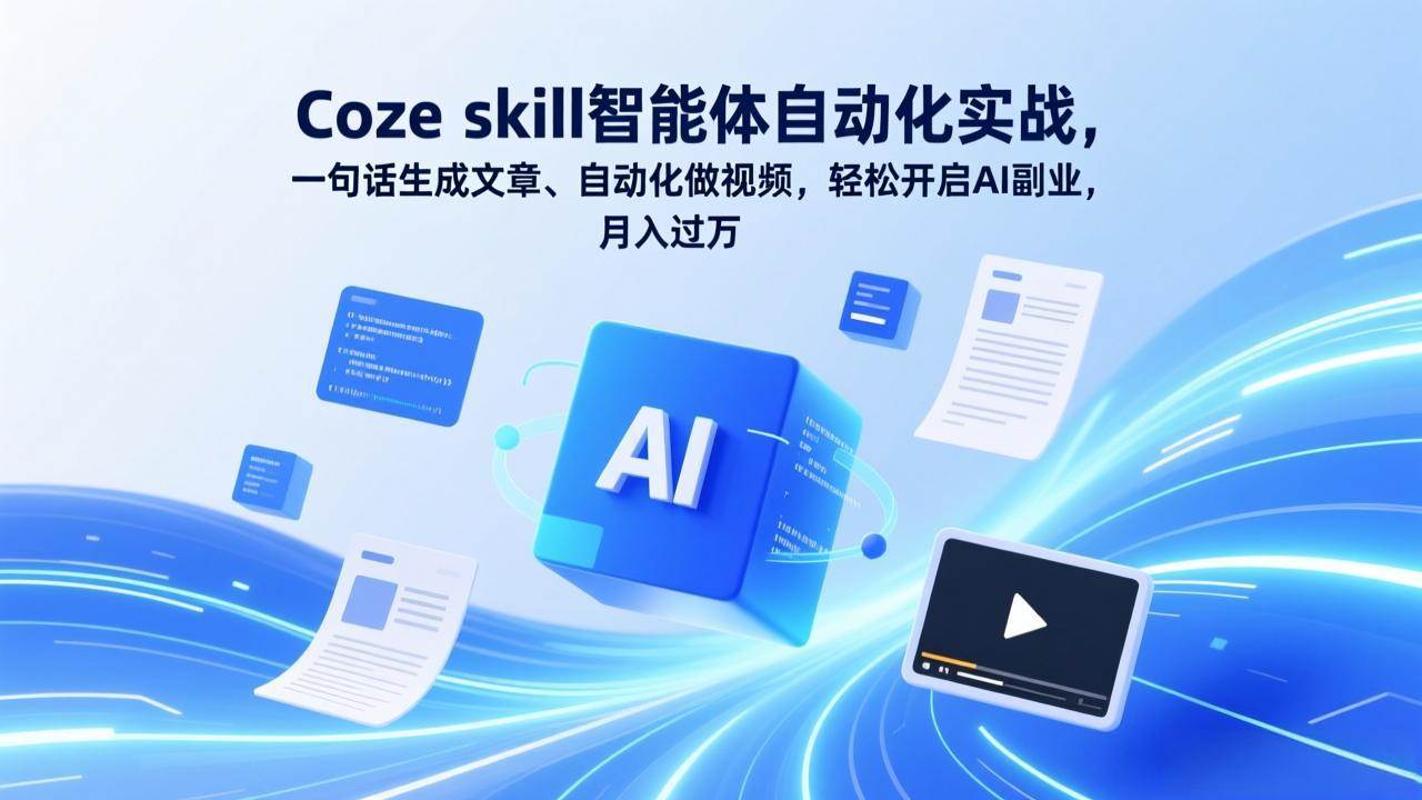 （17399期）Coze skill智能体自动化实战，一句话生成文章、自动化做视频，轻松开启AI副业，月入过万亿创资源网_优质资源分享平台_一站式资源获取亿创资源网 | 优质资源分享平台_一站式资源获取
