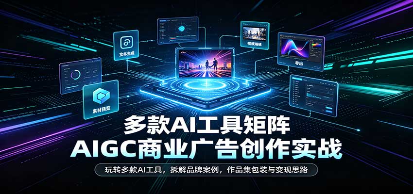 AIGC商业广告创作实战：玩转多款AI工具，拆解品牌案例，作品集包装与变现思路亿创资源网_优质资源分享平台_一站式资源获取亿创资源网 | 优质资源分享平台_一站式资源获取