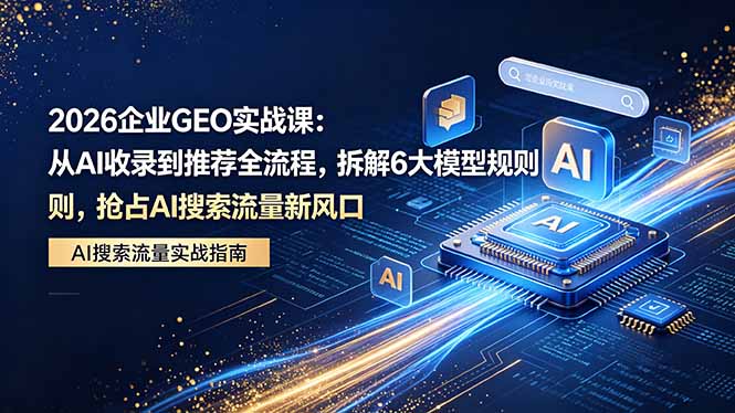 2026 企业GEO实战课：从AI收录到推荐全流程，拆解6大模型规则，抢占 AI 搜索流量新风口亿创资源网_优质资源分享平台_一站式资源获取亿创资源网 | 优质资源分享平台_一站式资源获取