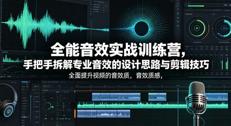 全能音效实战训练营，手把手拆解专业音效的设计思路与剪辑技巧，全面提升视频的音效质感亿创资源网_优质资源分享平台_一站式资源获取亿创资源网 | 优质资源分享平台_一站式资源获取