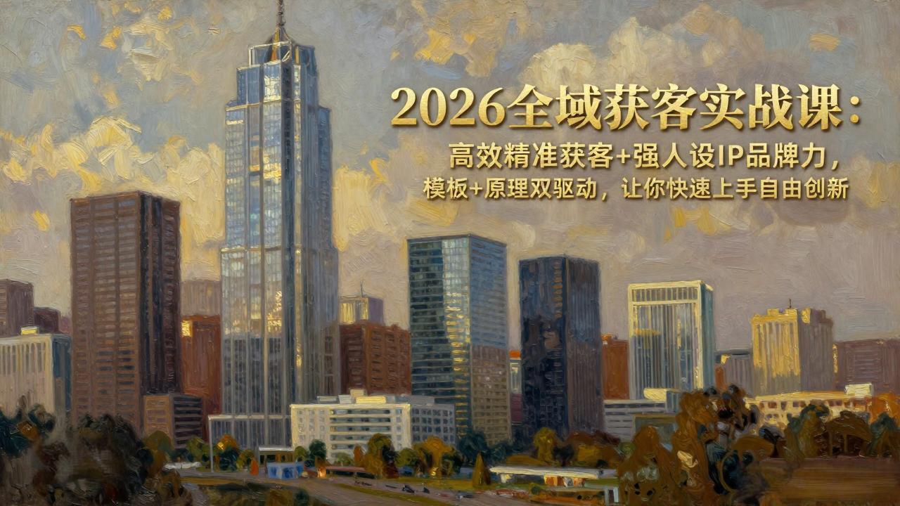 2026全域获客实战课：高效精准获客+强人设IP品牌力，模板+原理双驱动，让你快速上手自由创新亿创资源网_优质资源分享平台_一站式资源获取亿创资源网 | 优质资源分享平台_一站式资源获取