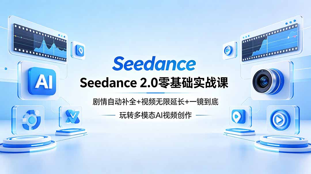 Seedance 2.0零基础实战课：剧情自动补全+视频无限延长+一镜到底：玩转多模态AI视频创作亿创资源网_优质资源分享平台_一站式资源获取亿创资源网 | 优质资源分享平台_一站式资源获取