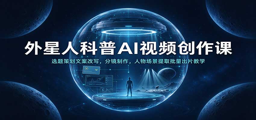 外星人科普AI视频创作课:选题策划文案改写,分镜制作,人物场景提取批量出片教学亿创资源网_优质资源分享平台_一站式资源获取亿创资源网 | 优质资源分享平台_一站式资源获取