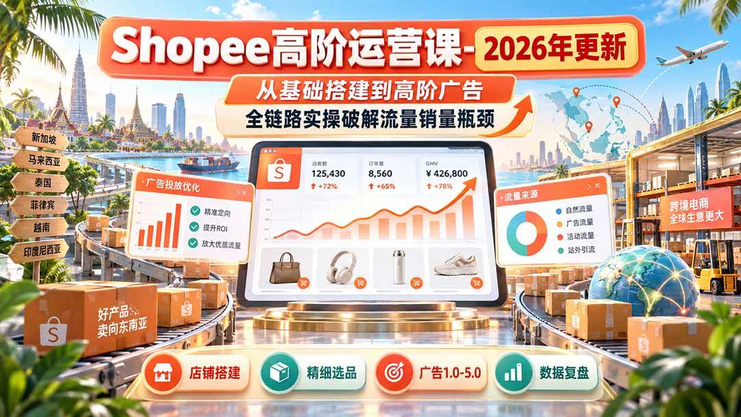 （20575期）Shopee高阶运营课-更新9月，从基础搭建到高阶广告，全链路实操破解流量销量瓶颈亿创资源网_优质资源分享平台_一站式资源获取亿创资源网 | 优质资源分享平台_一站式资源获取
