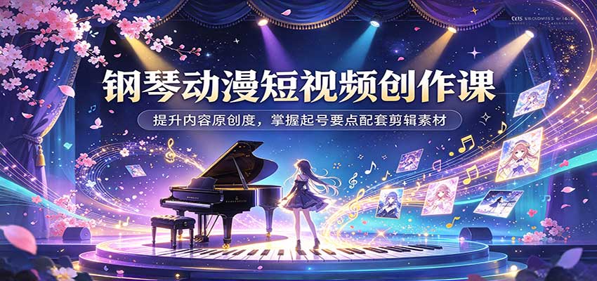 钢琴动漫短视频创作课：提升内容原创度，掌握起号要点配套剪辑素材亿创资源网_优质资源分享平台_一站式资源获取亿创资源网 | 优质资源分享平台_一站式资源获取