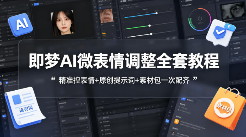 即梦AI微表情调整全套教程，精准控表情+原创提示词+素材包一次配齐亿创资源网_优质资源分享平台_一站式资源获取亿创资源网 | 优质资源分享平台_一站式资源获取